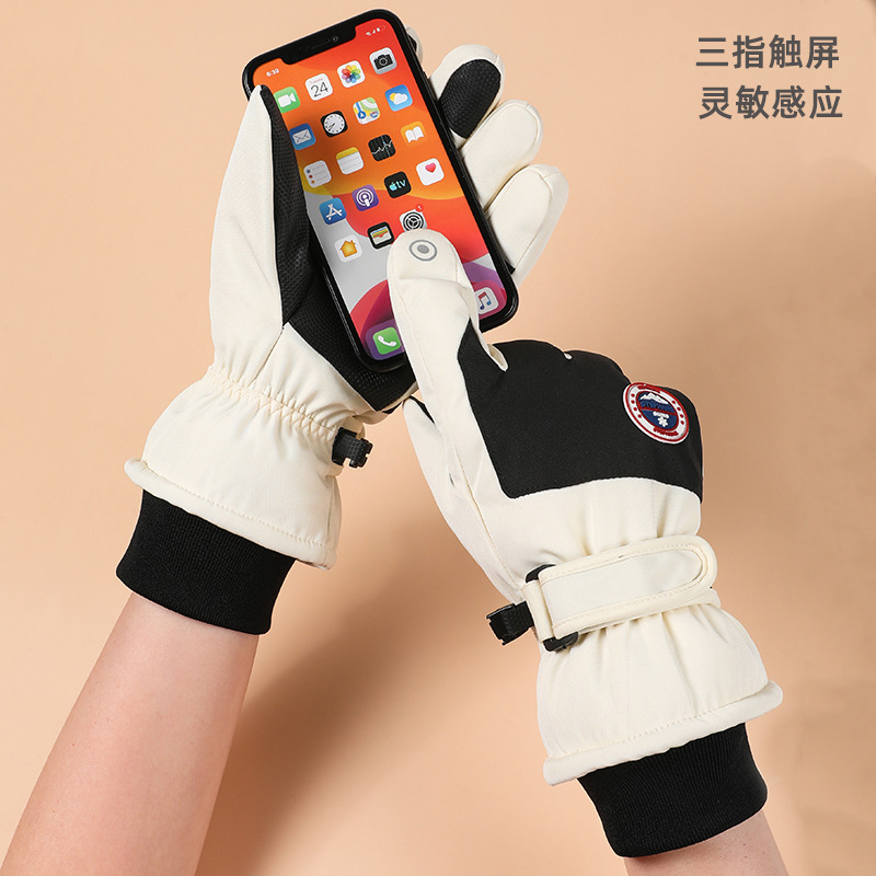 Guantes de esquí de invierno al aire libre hombres y mujeres forrados de lana engrosada antideslizante a prueba de frío montar coche eléctrico pantalla táctil guantes calientes
