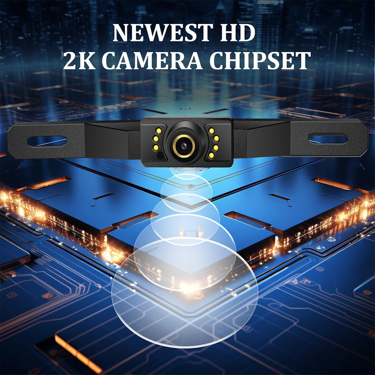 Cross-border Amazon new product 2K HD night vision 12-24 car digital display 150 wide-angle reversing camera