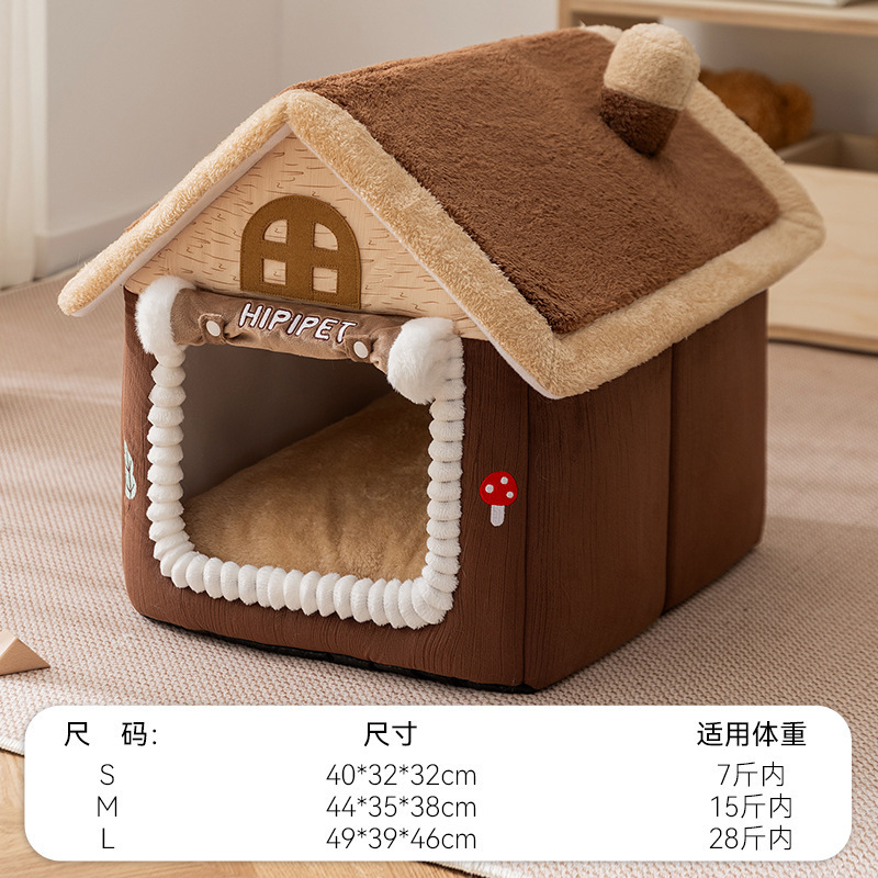 跨境猫屋猫窝秋冬保暖防风封闭式门帘狗窝宠物房子狗屋猫别墅批发|undefined