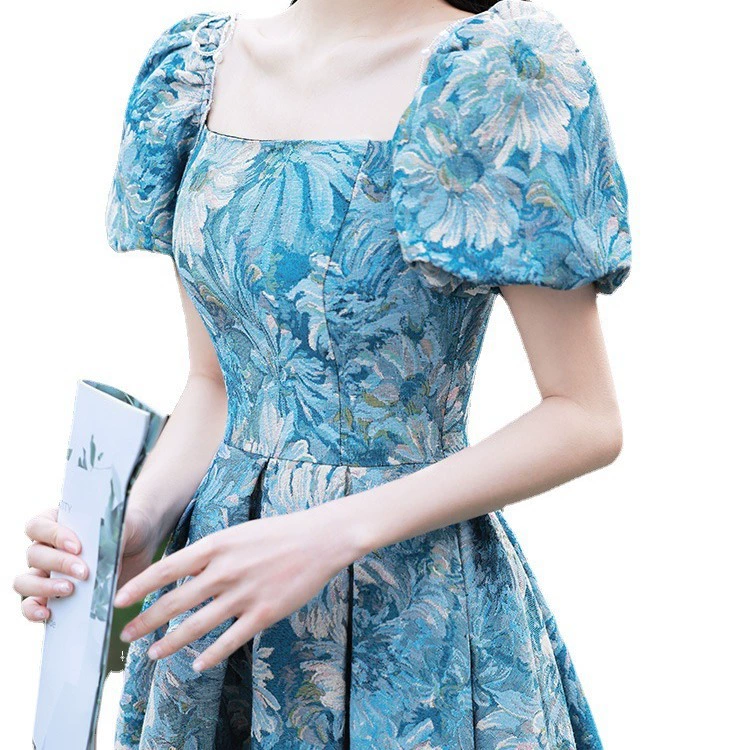 Blue evening dress, french style, 18 years