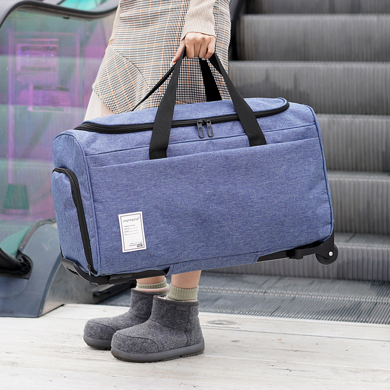 Portable Large-Capacity Boarding Trolley Luggage Bag, Fashionable Thickened Waterproof Leisure Travel Bag, Simple Portable Handbag