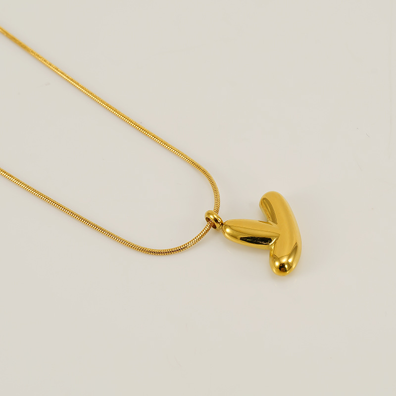 Burbujas transfronterizas 26 letras inglesas colgante brillante collar nicho universal oro acero titanio joyería collar