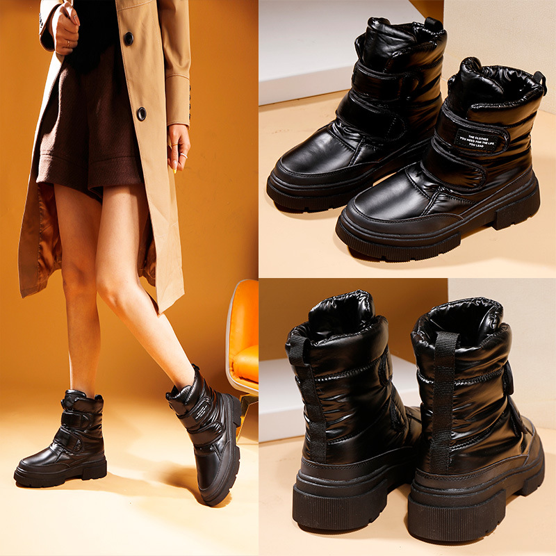 Nueve copos de nieve de color de comercio exterior ruso lana suela interior antideslizante transfronteriza botas de nieve de invierno de tamaño grande
