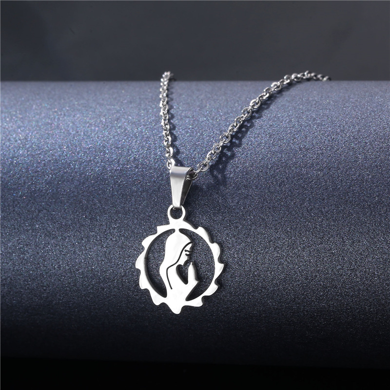 Wholesale Jewelry Simple Hollow Geometric Pendant Stainless Steel Necklace Nihaojewelry display picture 28