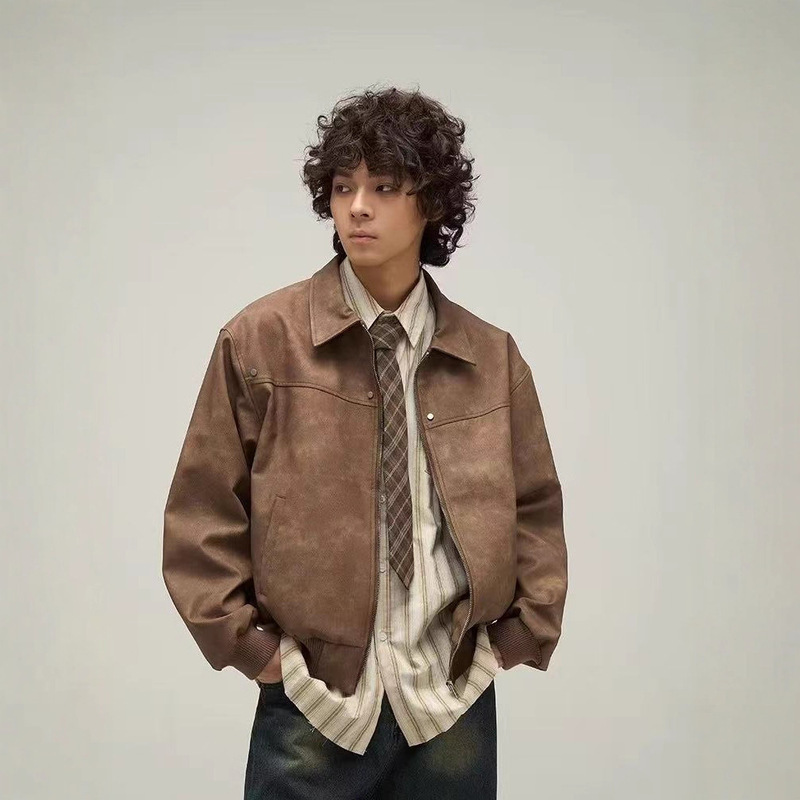 Cross-Border Crochet Denim Jacket for Men, Light Luxury and High-End American Style Jacket, Men's Autumn Denim Jacket