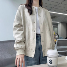 拼接外套美式复古秋冬纯棉棒球服2024新款设计感宽松休闲上衣女装