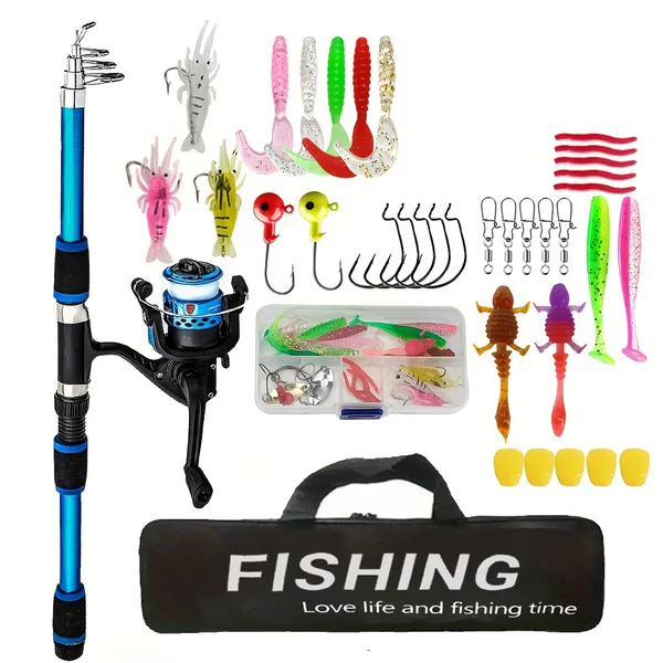 Foreign trade ultra-hard sea rod set with fishing gear bag, portable travel sea rod, fiberglass sea rod wholesale