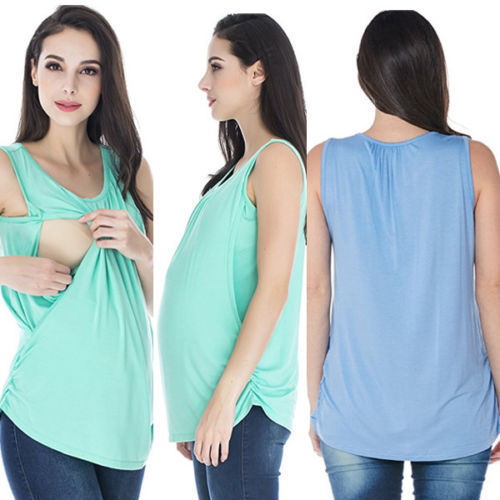 Cross-border exclusive for Europe and the United States fashion explosion multi-functional mother breastfeeding T-shirt top women's solid color T care clothing