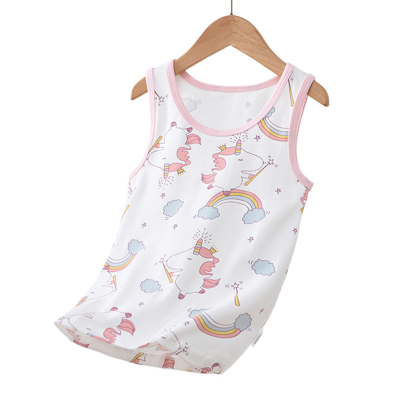 Algodón sin costuras Chaleco de verano nuevos niños y niñas bebé correa sin mangas sin hueso tocar fondo pijamas delgados moda