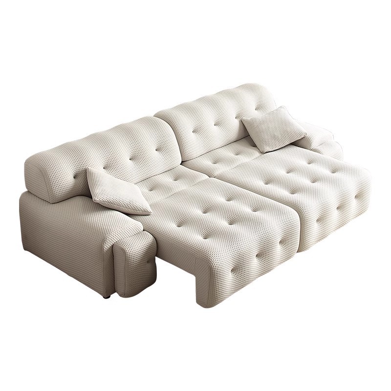 Nuevo estilo italiano minimalista Rochborg sofá eléctrico multifuncional celebridad de Internet pequeño apartamento sofá cama telescópico de tres personas en línea recta