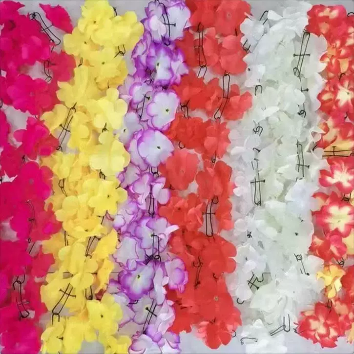 厂家批发仿真木棉花链条串清明祭祀墓地扫墓碑上坟用塑料绢花拉花