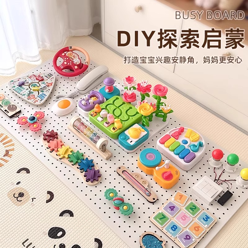 ✅ 몬테소리 조기 교육 유아 및 어린이를위한 수제 DIY 장난감 벽 바쁜 보드 아기 울타리 어린이 구멍