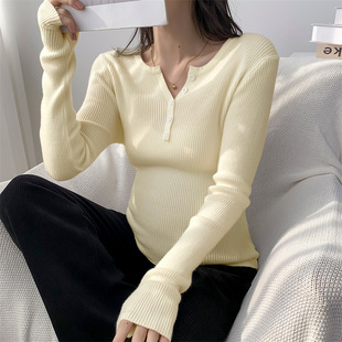 Maternity Bottoming Shirt 2024 Autumn and Winter New Fashion Simple Elegant V Neck Slim Versatile Core-Spun Yarn Maternity Sweater