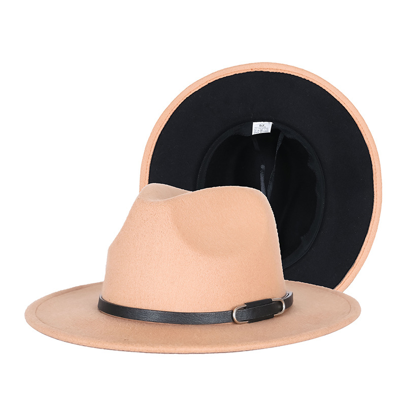 Sombrero de copa otoño e invierno europeo y americano británico contraste color moda Jazz sombrero simple popular color a juego fábrica personalización al por mayor
