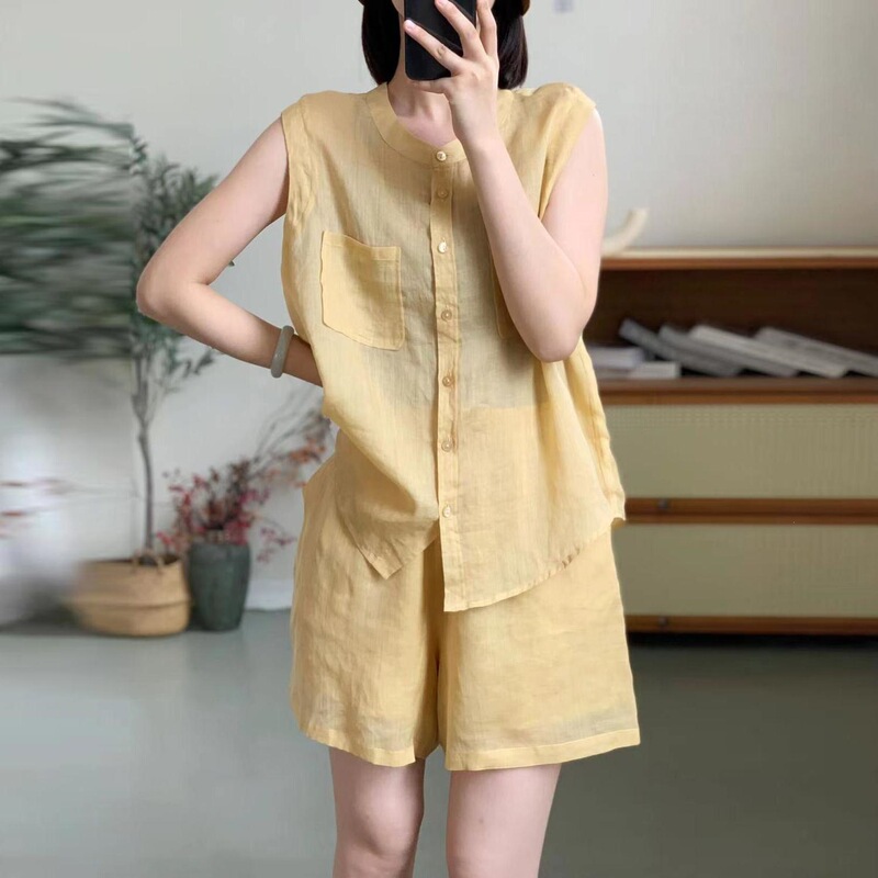 Solid Color Fashionable Vest and Shorts Set for Women, 2026 Summer High-End Youthful and Elegant Two-Piece Outfit