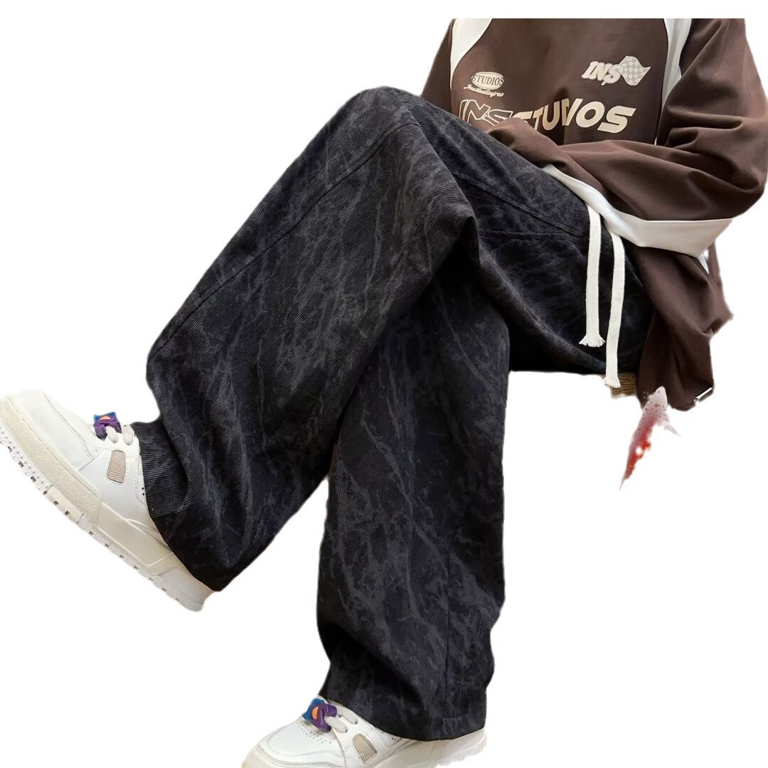 Pantalones de paracaídas de mecha de lámpara para hombres primavera y otoño 2024 pantalones de paracaídas sueltos pantalones de piernas largas tendencia de herramientas de estilo