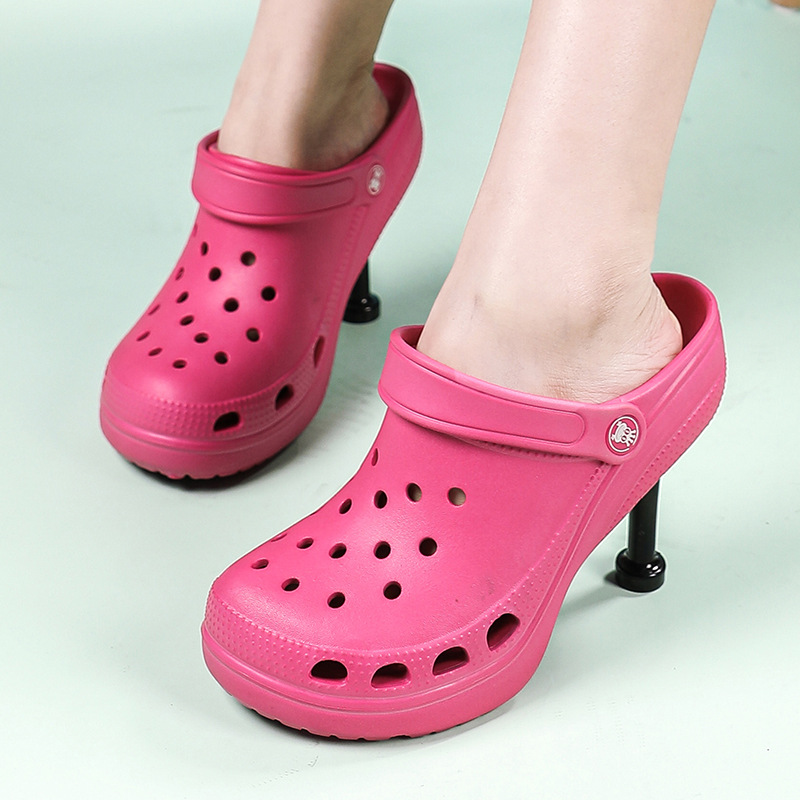 Cross Border Summer Women Breathable High Heeled Sandals EVA Garden Hole Shoes Outdoor Commuter Fashion Height Increasing Women's Shoes