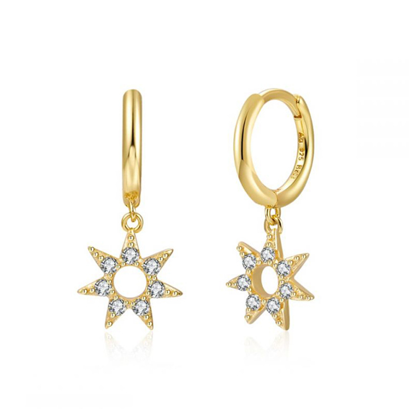 PVD Coated Gold Plating Process 1 Pair Modern Style Star Moon Copper Plating Inlay Artificial Gemstones Earrings