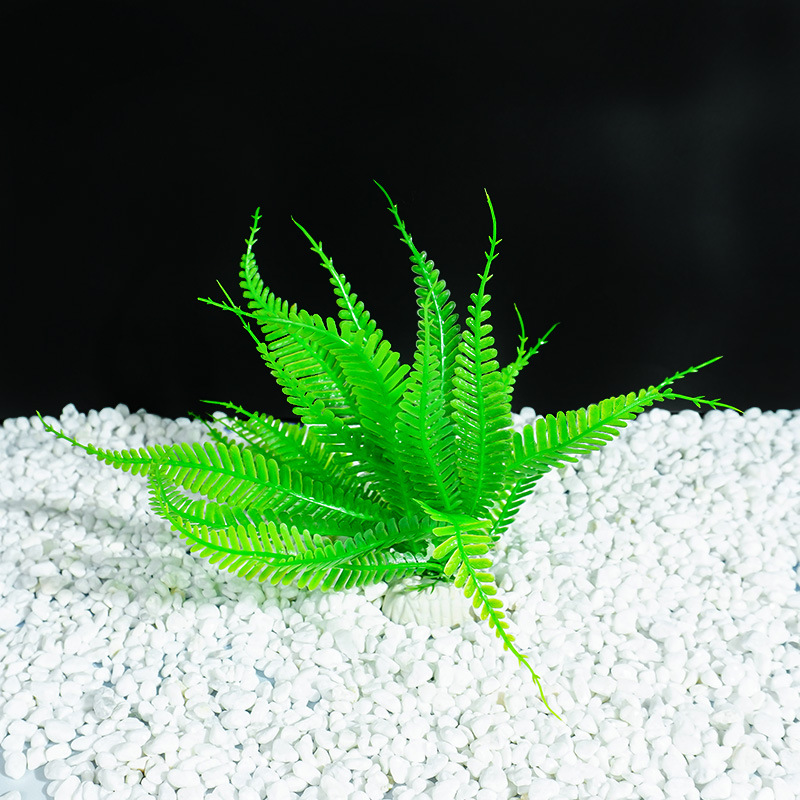 Escenario de pecera Hojas de bambú Simulación al por mayor Plantas decorativas de acuario Flores de plástico Flores falsas Decoración de mesa de arena de hotel