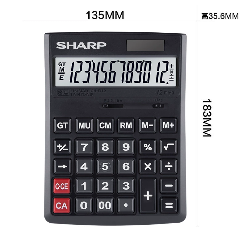 [Калькулятор Sharp с солнечной батареей, 12-разрядный, большой дисплей, финансовый и офисный девайс]