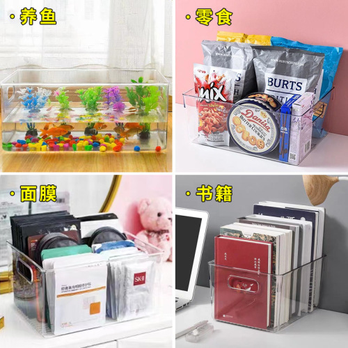 Transparent book storage box large desktop organizer box with added size and thickness student high school book trash can storage box