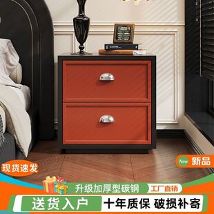 Steel Bedside Table, Thickened Iron Cupboard, Retro Style Living Room, Bedroom, Bedside Cabinet, Multi-Layer Floor-Standing Storage Cabinet
