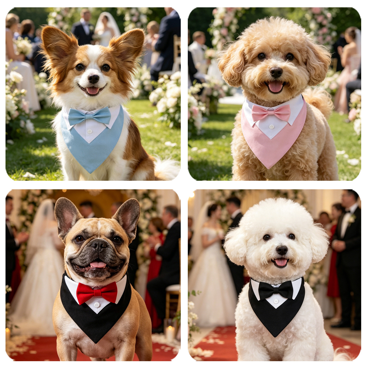 TANPOPO transfronterizo popular perro grande estilo británico traje de boda collar de perro mascota saliva toalla perro toalla triángulo image 6