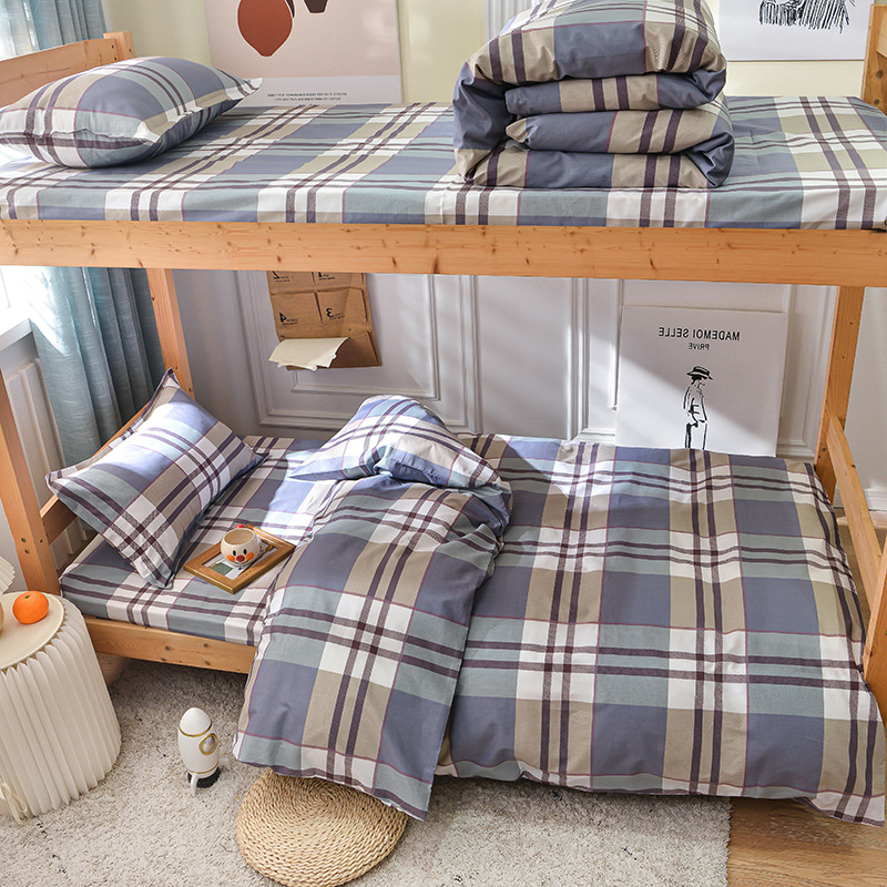 Klasik kotak-kotak (kapas murni 133x72) / Set tiga potong [sarung quilt 155*210, sprei 150*220, sarung bantal 48*74cm]