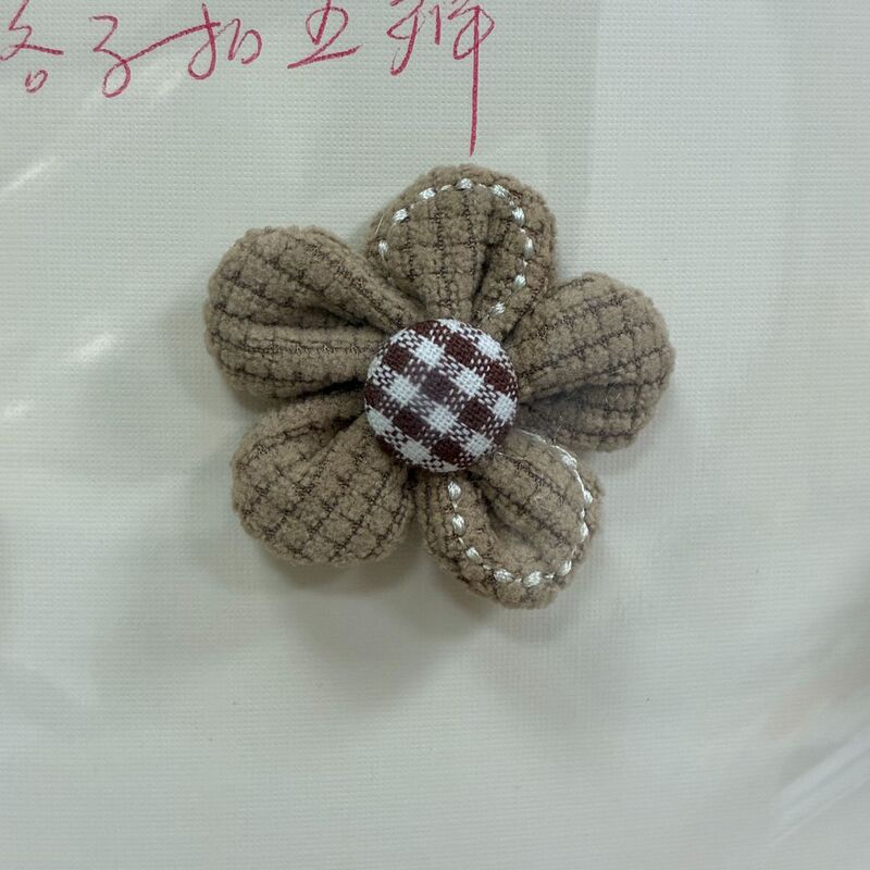 布艺手工花diy配饰 华夫格五瓣花配件 秋冬款童装辅料 格子扣五瓣|undefined