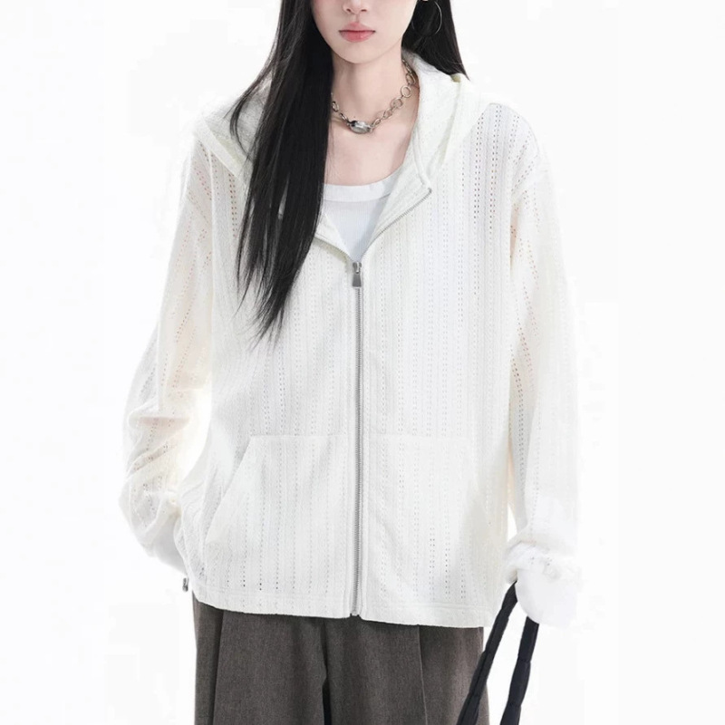 Korean-Style Pure Desire Style Cat Ear Hooded Thin Jacket for Women, Lazy Vibe Slightly Sheer Cover-Up, Long-Sleeve Sun Protection Clothing with Cooling Effect Korean-Style Pure Desire Style Cat Ear Hooded Thin Jacket for Women, Lazy Vibe Slightly Sheer Cover-Up, Long-Sleeve Sun Protection Clothing with Cooling Effect