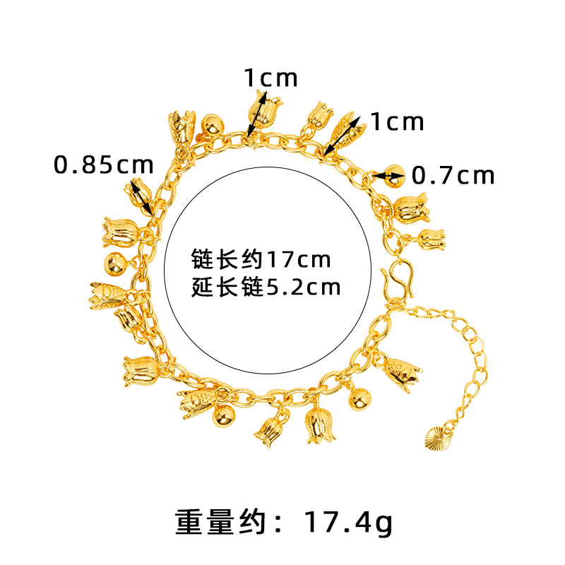 Pulsera de oro de Gufasha exagerada de alta sensación de campana orquídea frutífera pulsera multifacética lujosa ligera joyería no se desvanece