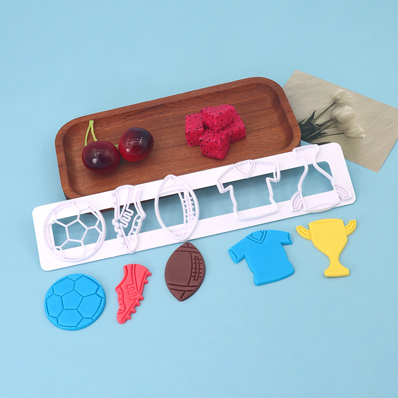 Molde de corte con diseño de fútbol para la Copa Mundial, herramienta de simulación para hornear bollos al vapor con patrones de comida