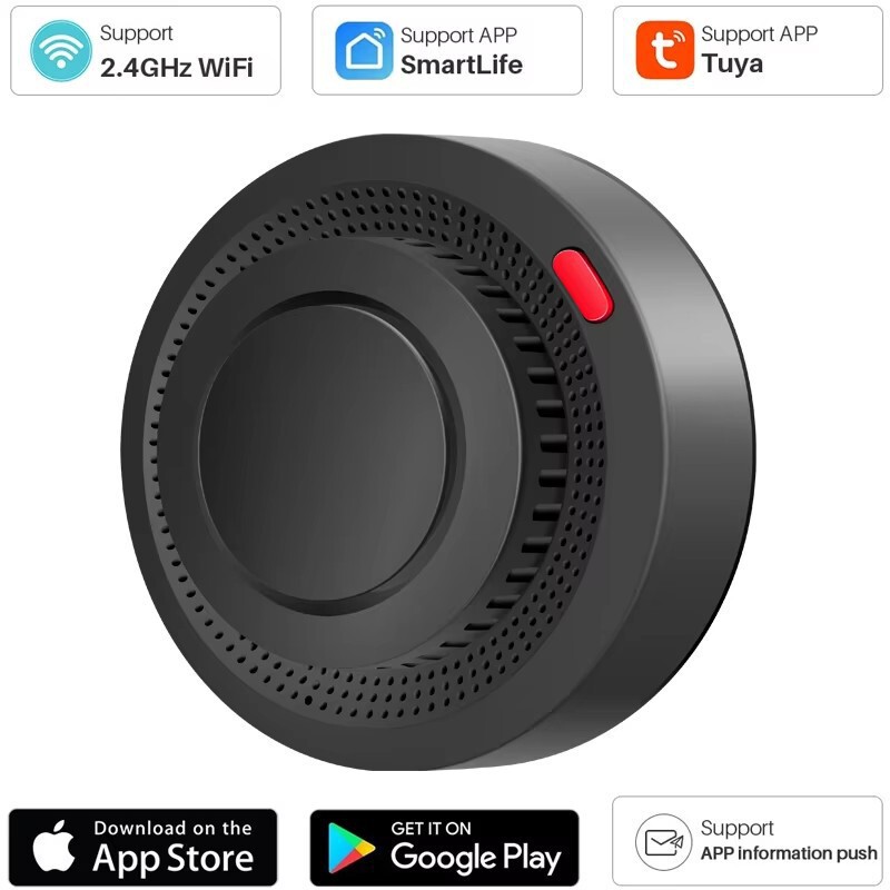 越境tuya煙感知器tuyaスマートクラシックブラック検知器携帯電話リモートコントロールアラームセンサー|undefined