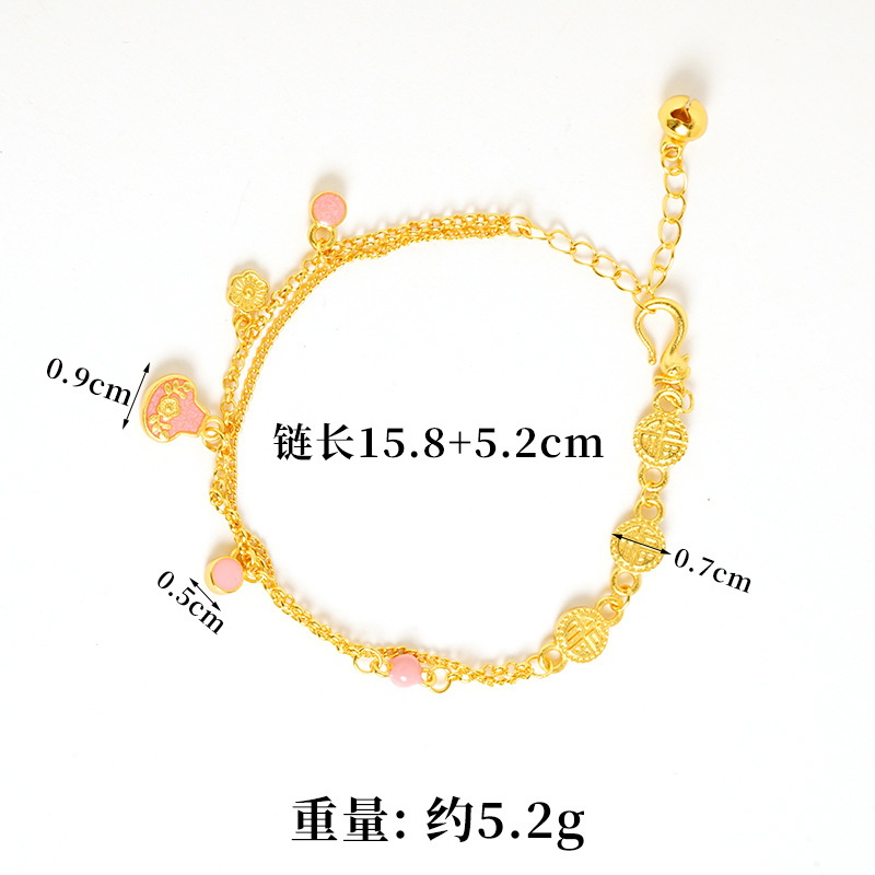 Vietnam Sha Jin nuevo color rosa goteo de aceite simple flor bolsas de pulseras de lujo ligero no se desvanece durante mucho tiempo