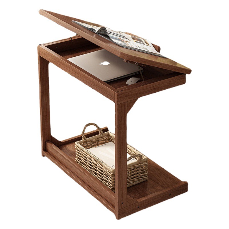 Sala de estar del hogar mesa de café portátil con ruedas Flip mesa lateral de madera maciza sofá gabinete lateral pequeño apartamento simple mesita de noche
