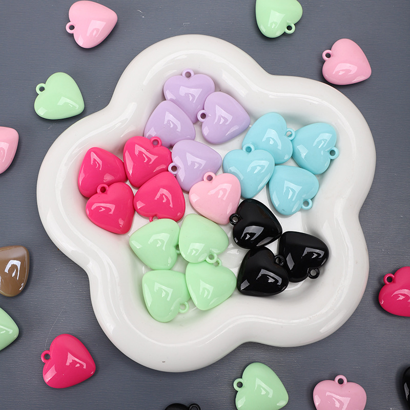 31 * 32mm acrílico brillante pintura galvanizado UV amor colgante pintura horneada colgante de corazón de melocotón brillante pendientes bolsas colgantes joyas