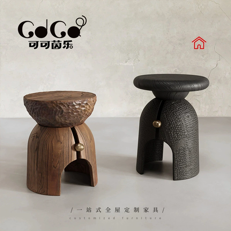 Скандинавский минималистичный табурет для гостиной из массива дерева, табурет для спальни, ретро табурет для кровати, домашний фойе, табурет для смены обуви