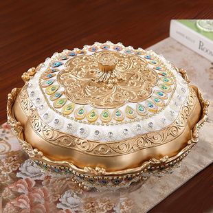 European-style Dried Fruit Plate Household Living Room Divided with Lid and Skill Plate Coffee Table Decoration Ornaments Melon Seed Plate Candy Fruit Plate