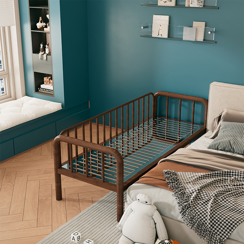 304 stainless steel children's bed walnut color-curved guardrail