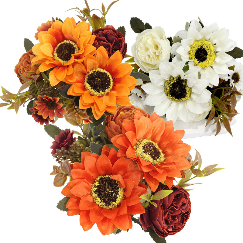 Cross-border Amazon artificial sunflower and peony silk flowers home decor autumn outdoor decoration European style wholesale Cross-border Amazon artificial sunflower and peony silk flowers home decor autumn outdoor decoration European style wholesale