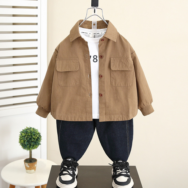 5825 ropa para niños chaqueta de camisa de primavera y otoño 2025 nuevo estilo niño otoño camisa coreana estilo occidental bebé principios de otoño