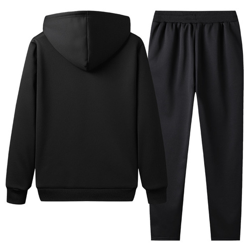 Men's Plus-Size Winter Warm Hooded Casual Tracksuit Set—Specifically Designed for Fleece Sweatsuits