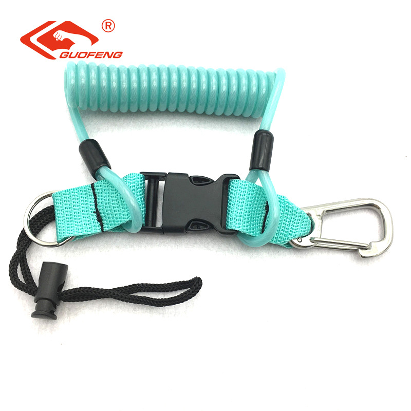 cuerda perdida de la cámara de buceo TPU primavera alambre de acero anti-perderida de ambos extremos de la cuerda de desenganche rápido equipo submarino cuerda telescópica