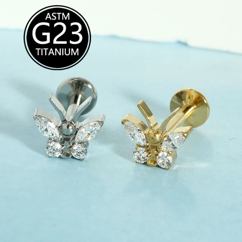 16G labret stud size and finish detail