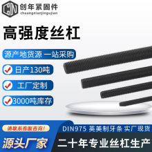 高强度丝杠 氧化发黑全螺纹螺柱 10.9级全扣梯形丝杆 全扣丝牙条