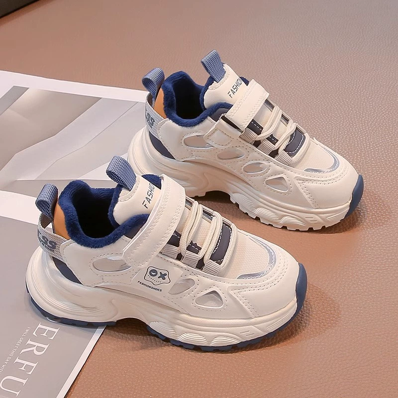 Обувь для мальчиков 2024 новые осенние и зимние бархатные хлопчатобумажные туфли