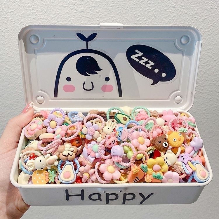 Pequeña niña pulgar anillo de pelo 2024 nueva mini flor dibujos animados no dañar cabello pequeño cabello de color dopamina adornos de cabello