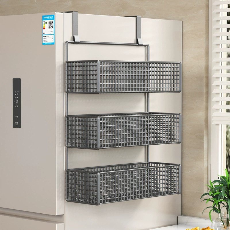 Стеллаж для хранения в холодильнике, боковой стеллаж для хранения, многослойная пластиковая пленка, бутылка для приправ, кухонные принадлежности без перфорации, защита боковой стены