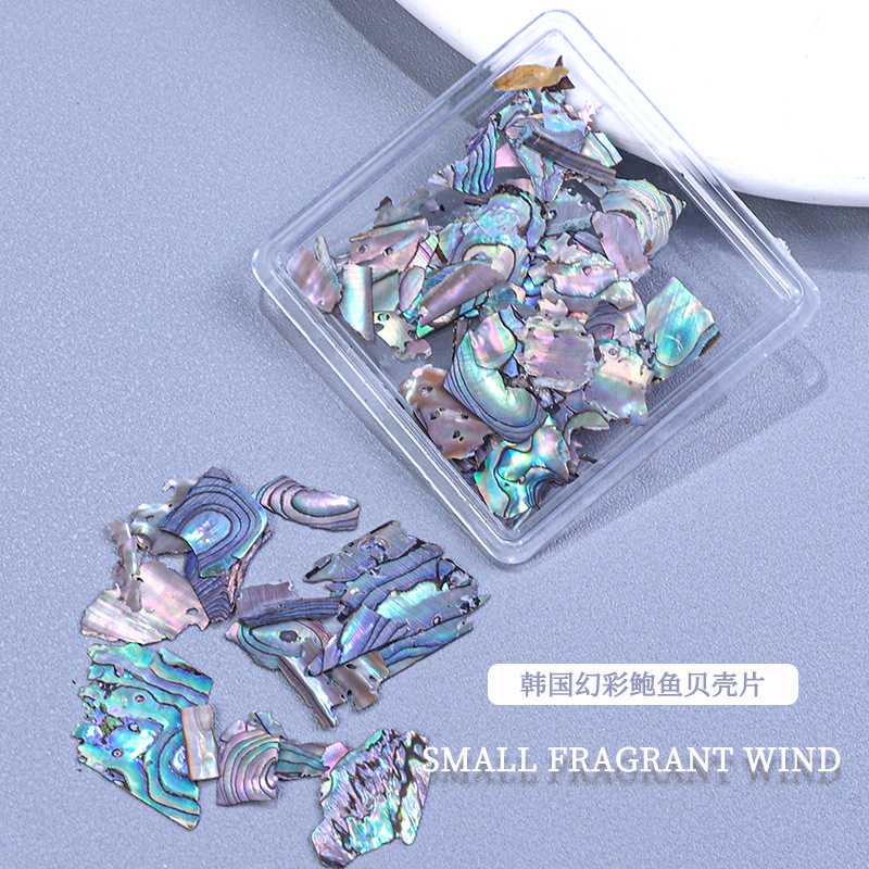 Decoraciones para uñas, piezas de concha de abulón iridiscente, decoraciones en caja, venta al por mayor, fragmentos de concha ultrafinos irregulares, decoración para uñas DIY