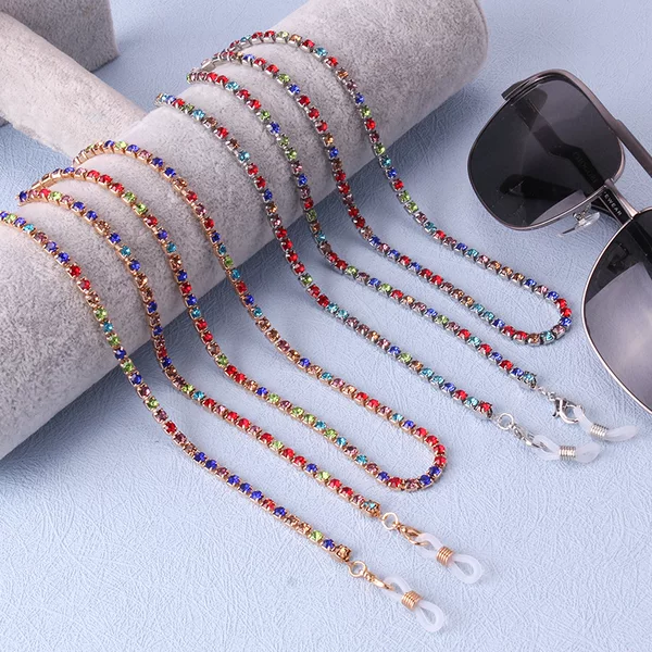 Europe and the United States cross-border simple diamond glasses chain national style glasses lanyard rhinestone mask chain mask spot
